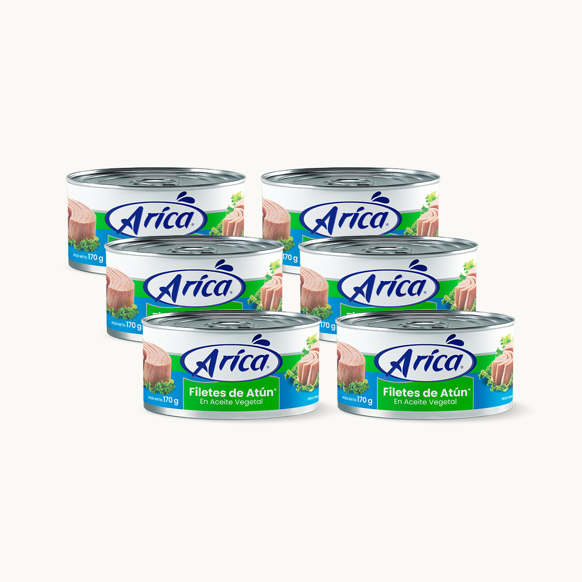 Filetes de Atun en Aceite Arica 170 gr Sixpack