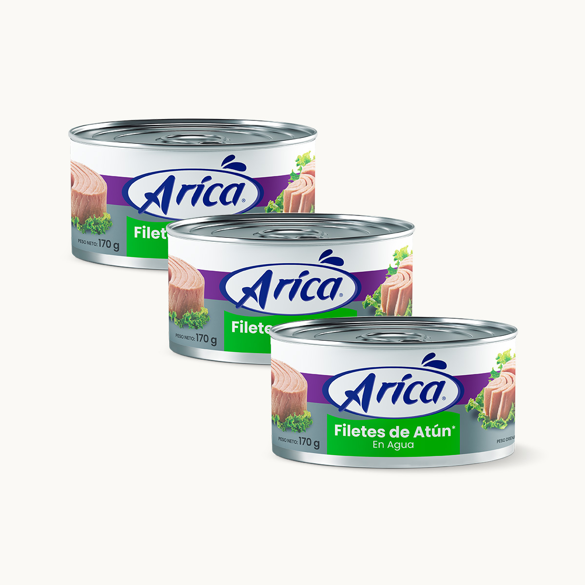 Filetes de Atun en Agua Arica 170 gr Tripack