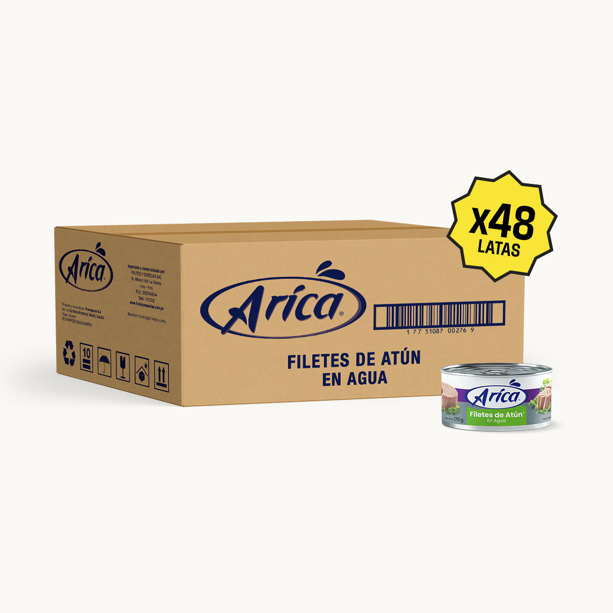 Filetes de Atun en Agua Arica 170g Caja 48 latas