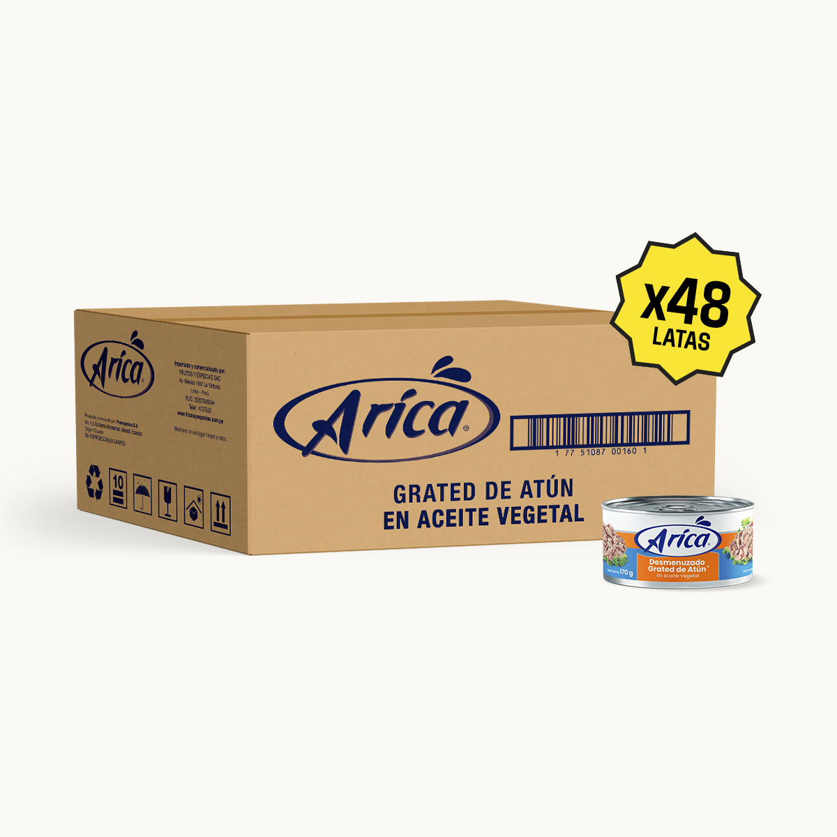 Grated de Atun en Aceite Arica 170 gr Caja 48 latas
