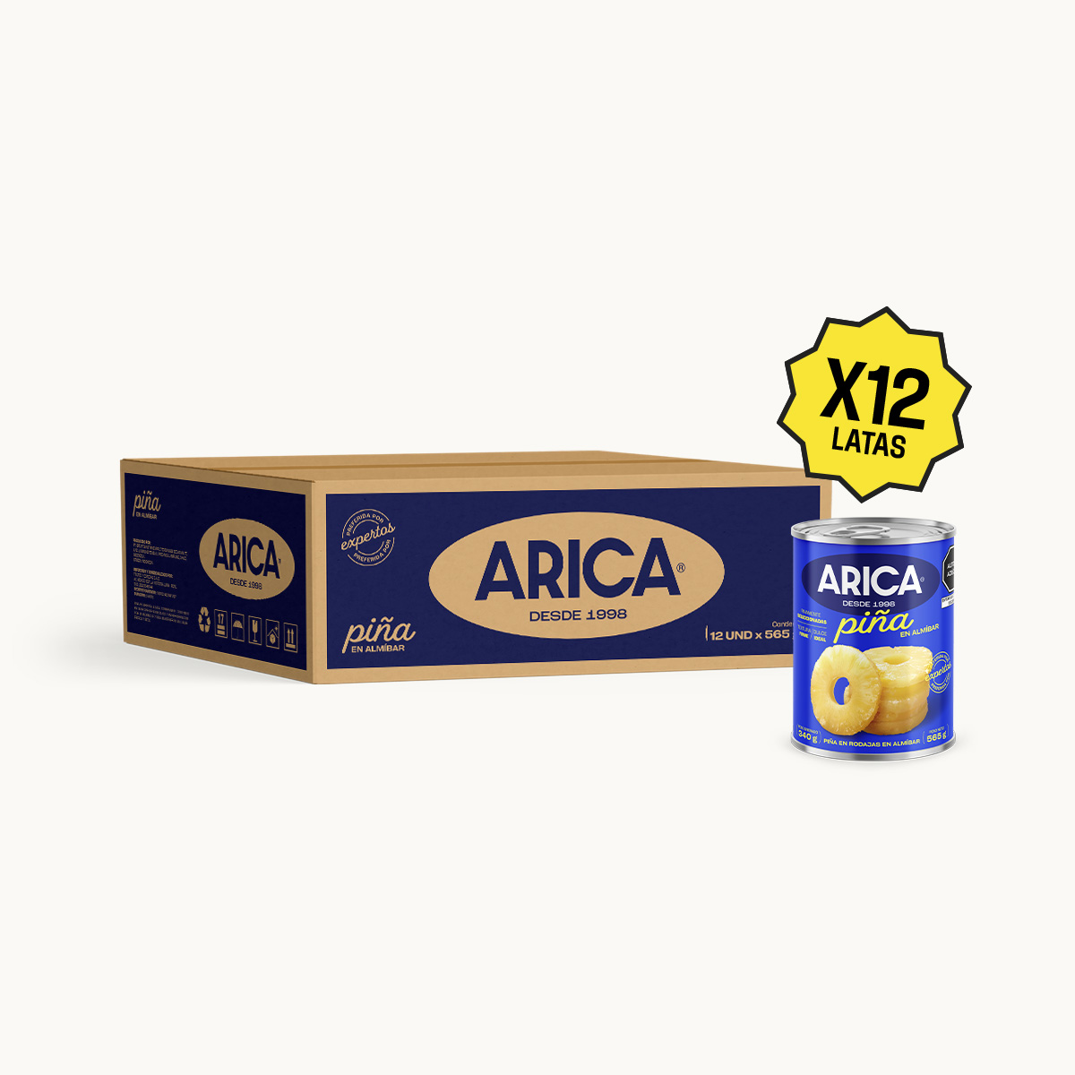 Piña en Rodajas Arica Lata 565 gr (Caja 12 latas) RB